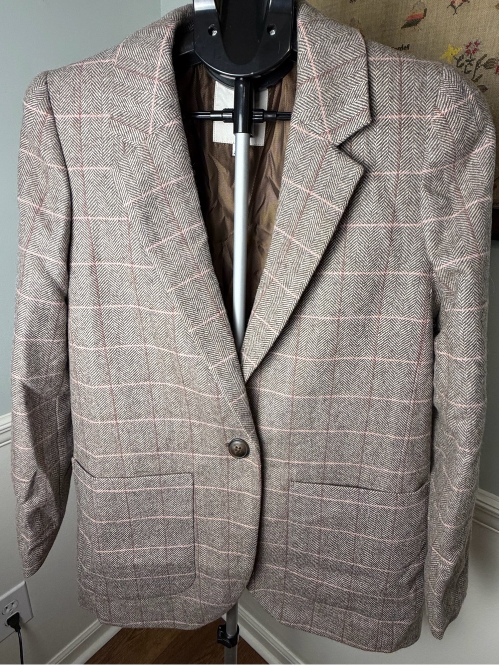Madewell Wool Blend Herringbone Plaid Blazer – Medium